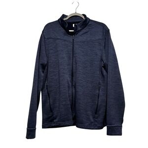 Greg Norman Jacket Mens Large Heather Texture Full‎ Zip Navy Blue Long Sleeve